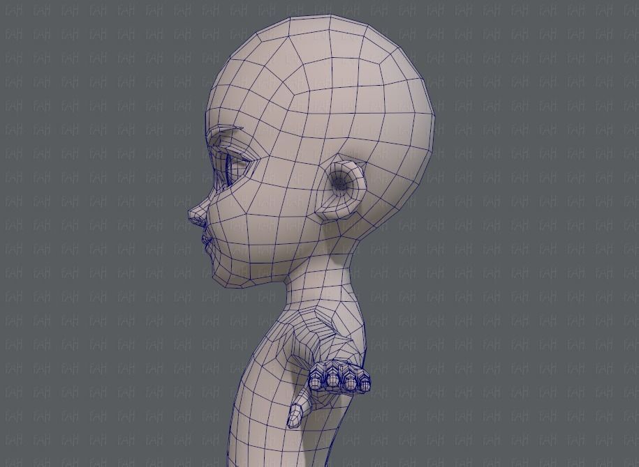 Base mesh girl characterV02 Low-poly 3D model_31