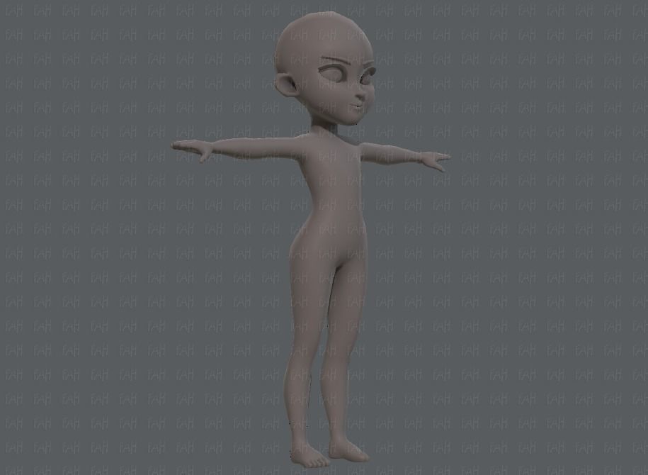Base mesh girl characterV02 Low-poly 3D model_2