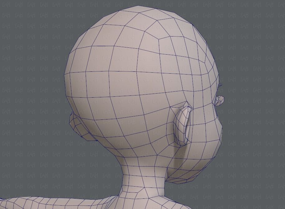 Base mesh girl characterV02 Low-poly 3D model_40