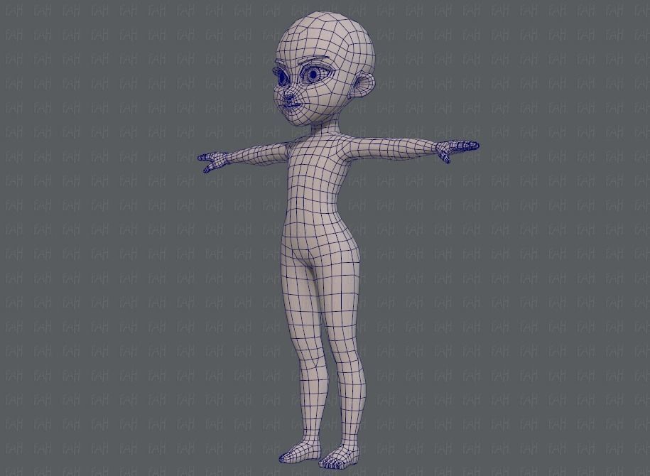 Base mesh girl characterV02 Low-poly 3D model_16