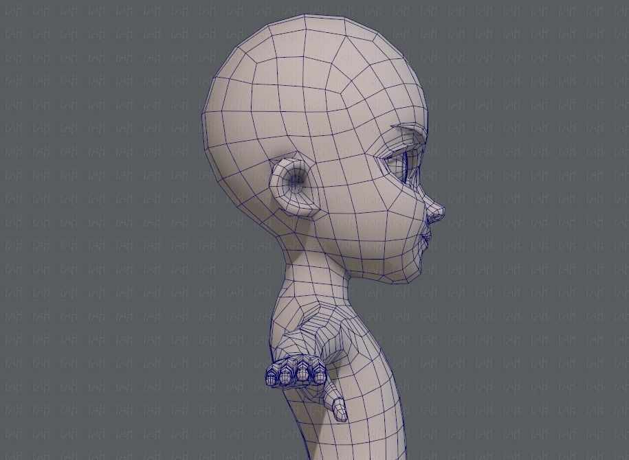 Base mesh girl characterV02 Low-poly 3D model_27