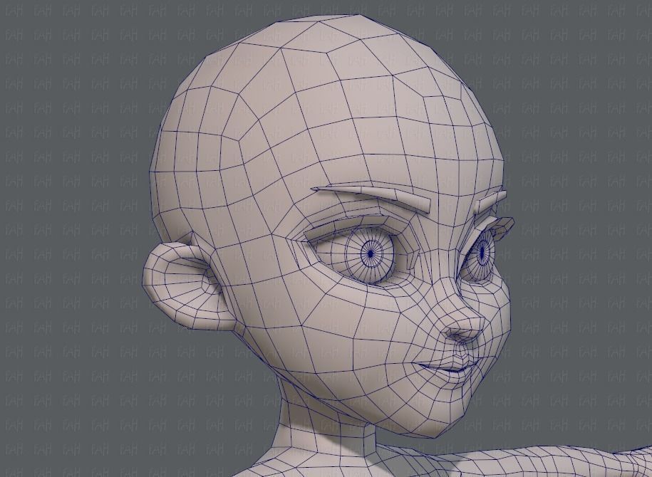 Base mesh girl characterV02 Low-poly 3D model_36
