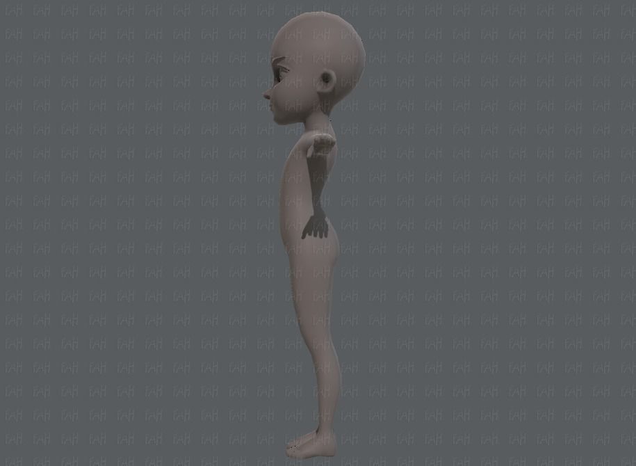 Base mesh girl characterV02 Low-poly 3D model_7
