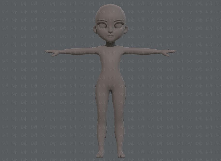 Base mesh girl characterV02 Low-poly 3D model_1