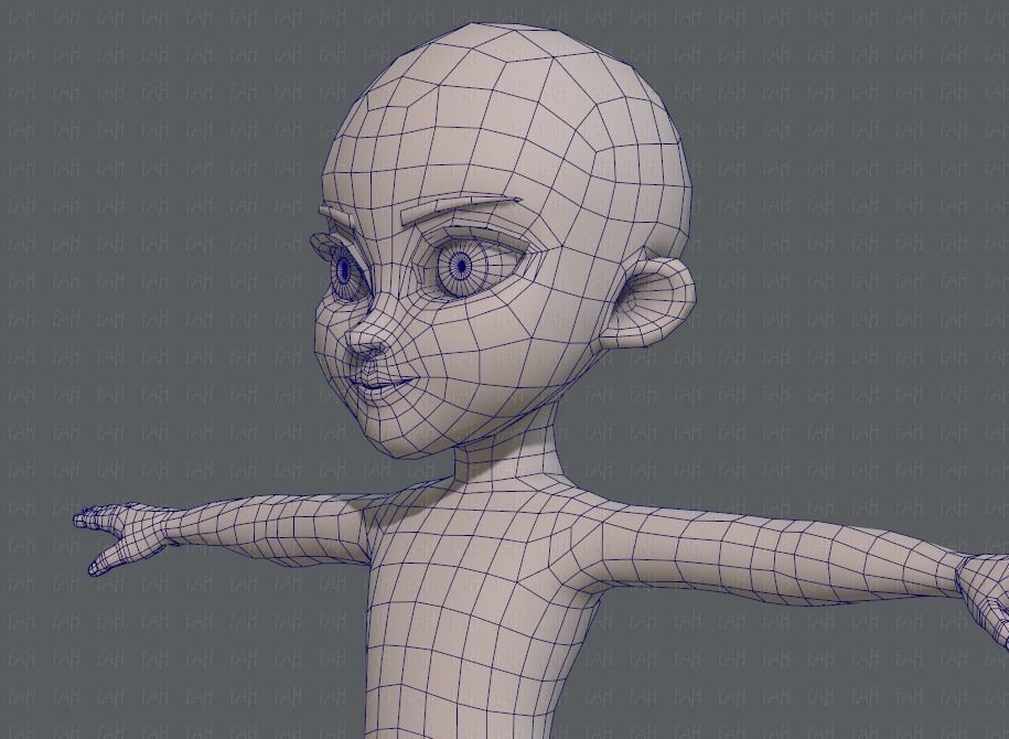 Base mesh girl characterV02 Low-poly 3D model_32