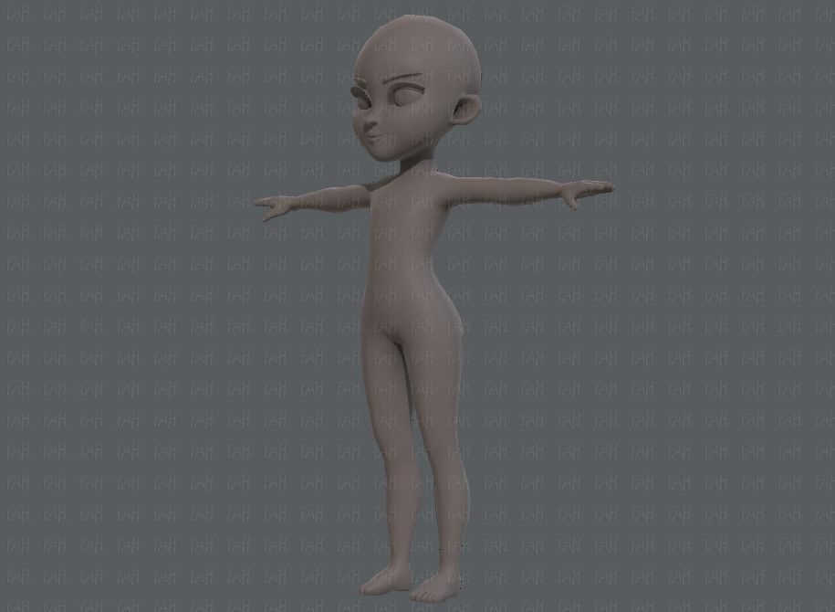 Base mesh girl characterV02 Low-poly 3D model_8