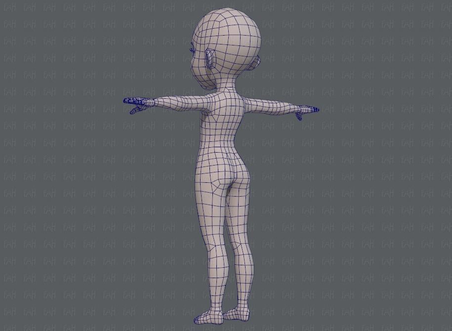 Base mesh girl characterV02 Low-poly 3D model_14