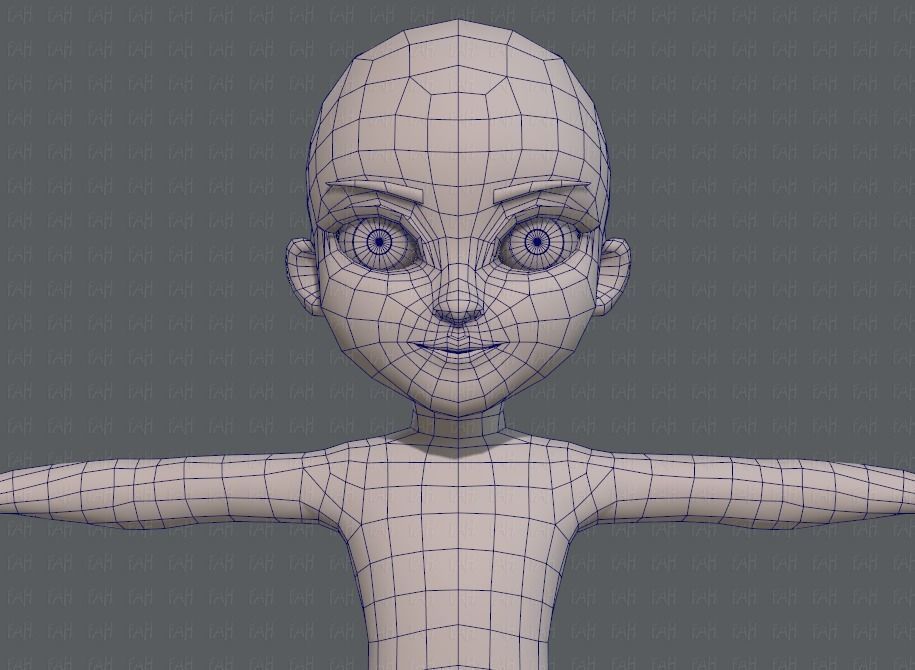Base mesh girl characterV02 Low-poly 3D model_25