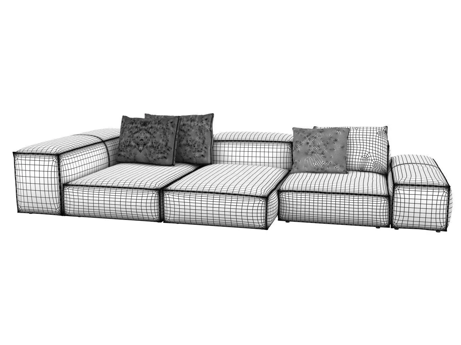 Extrasoft C modern sectional sofa 3D model_8