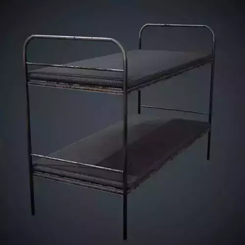 Bed PBR Low Poly bench with two shelves Low-poly 3D model