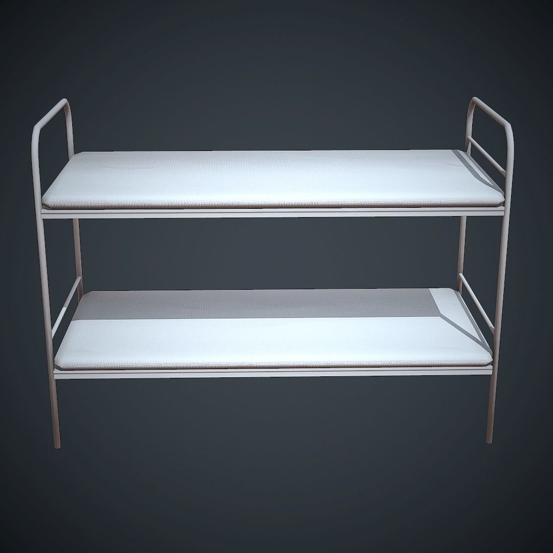 Bed PBR Low Poly bench with two shelves Low-poly 3D model_9