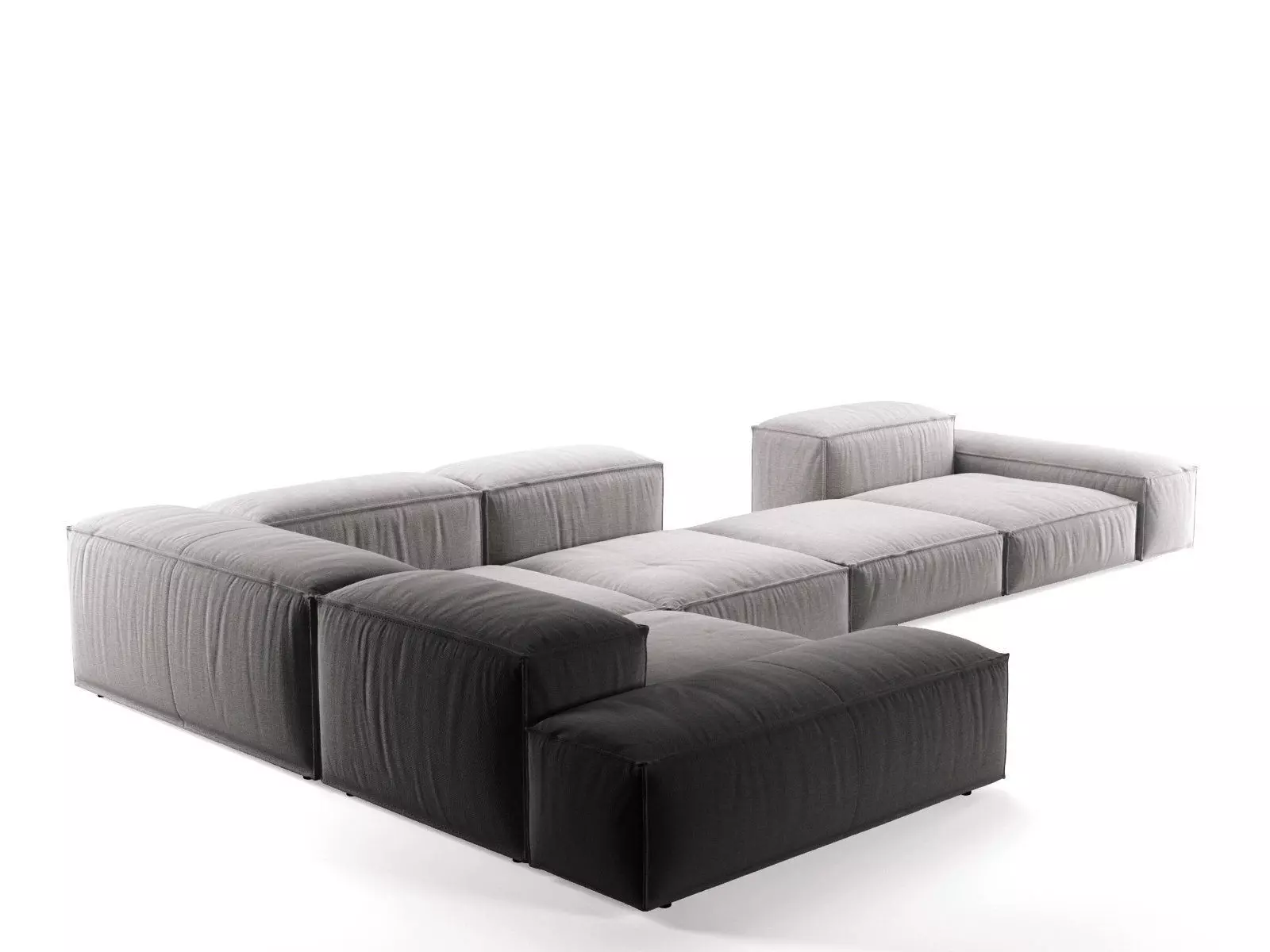 Extrasoft E sectional sofa leather 3D model_3