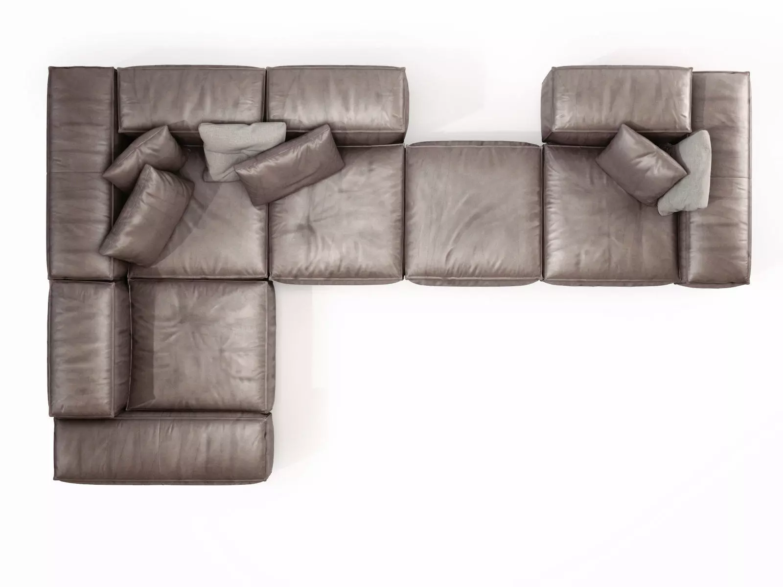 Extrasoft E sectional sofa leather 3D model_4