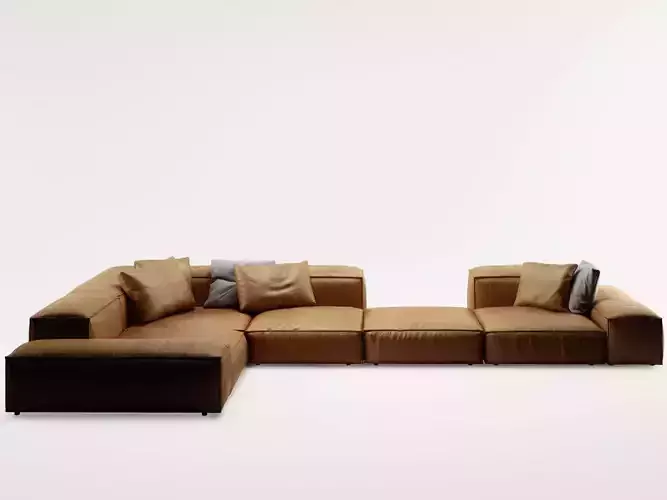 Extrasoft E sectional sofa leather 3D model