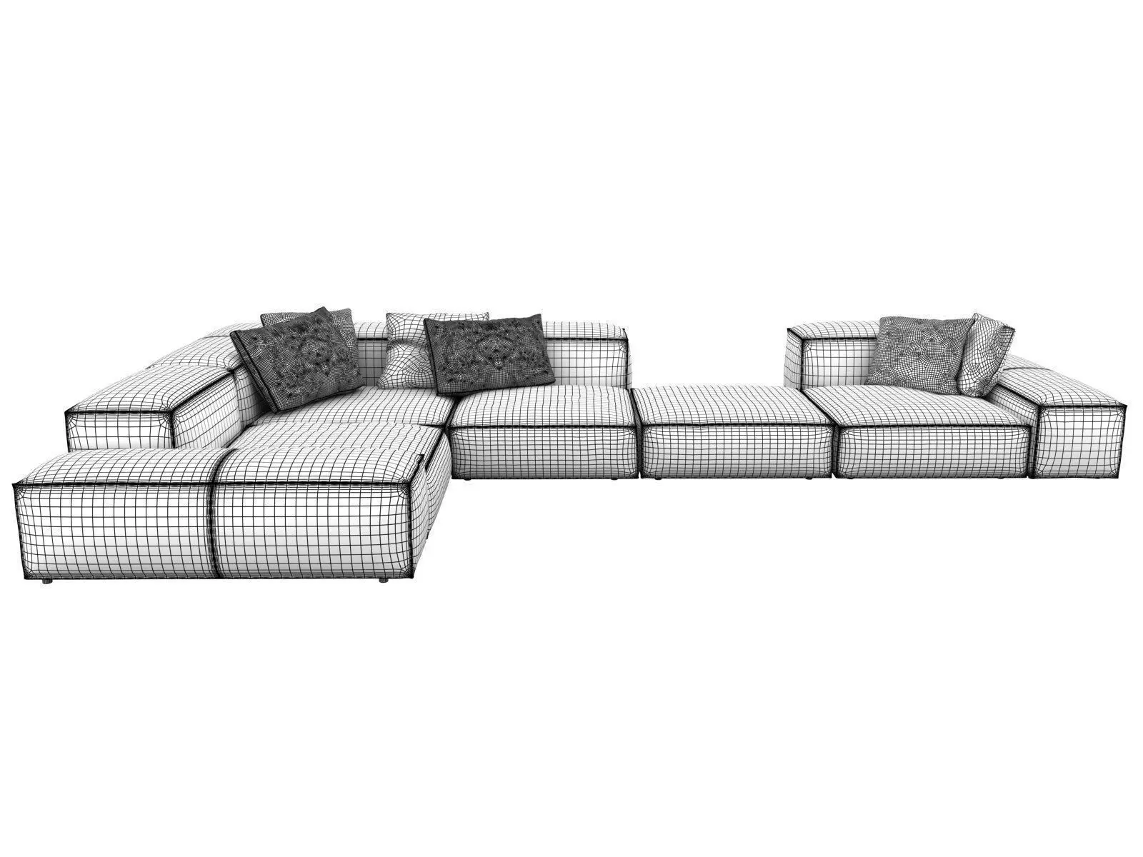 Extrasoft E sectional sofa leather 3D model_5