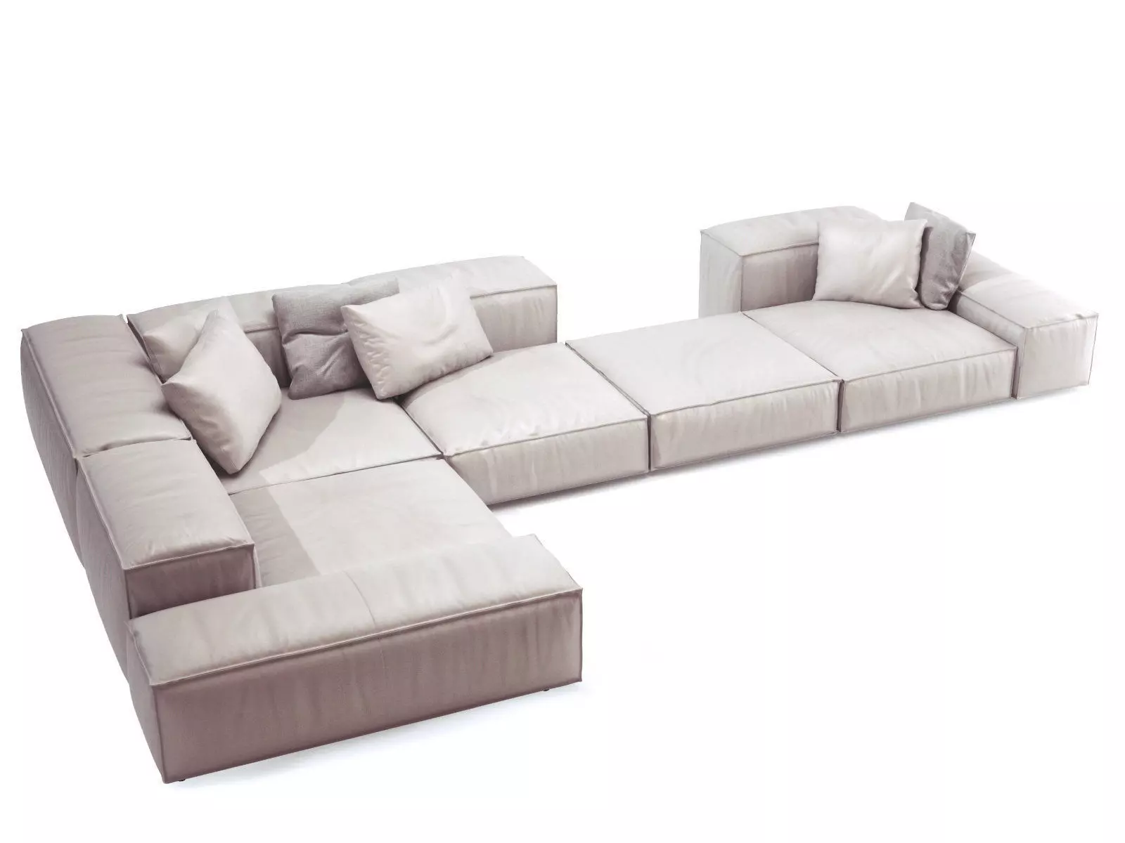 Extrasoft E sectional sofa leather 3D model_1