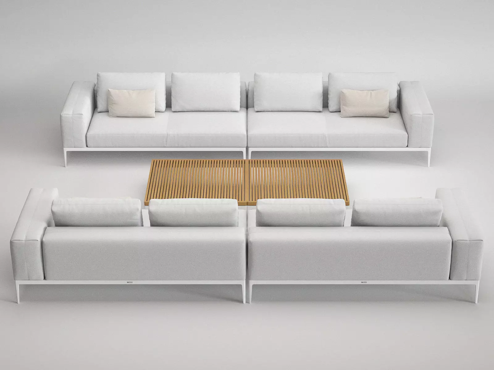 Outdoor Sofas and Table Set 3D model_2