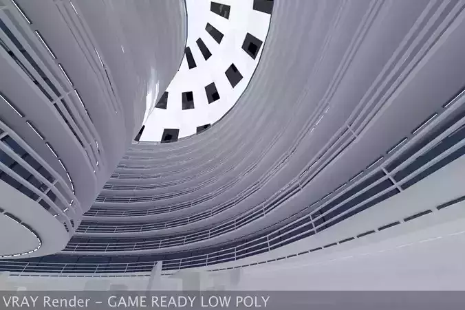 Ultra Modern Futuristic Data Center Low-poly 3D model