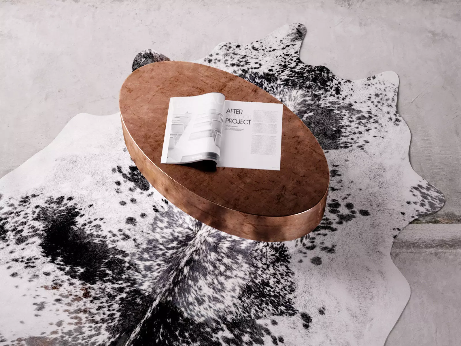 Salt and Papper Cowhide Rug 3D model_2