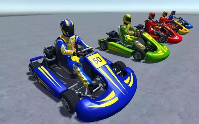 5 Low Poly Karts With Player Pack - 1 Low-poly 3D model