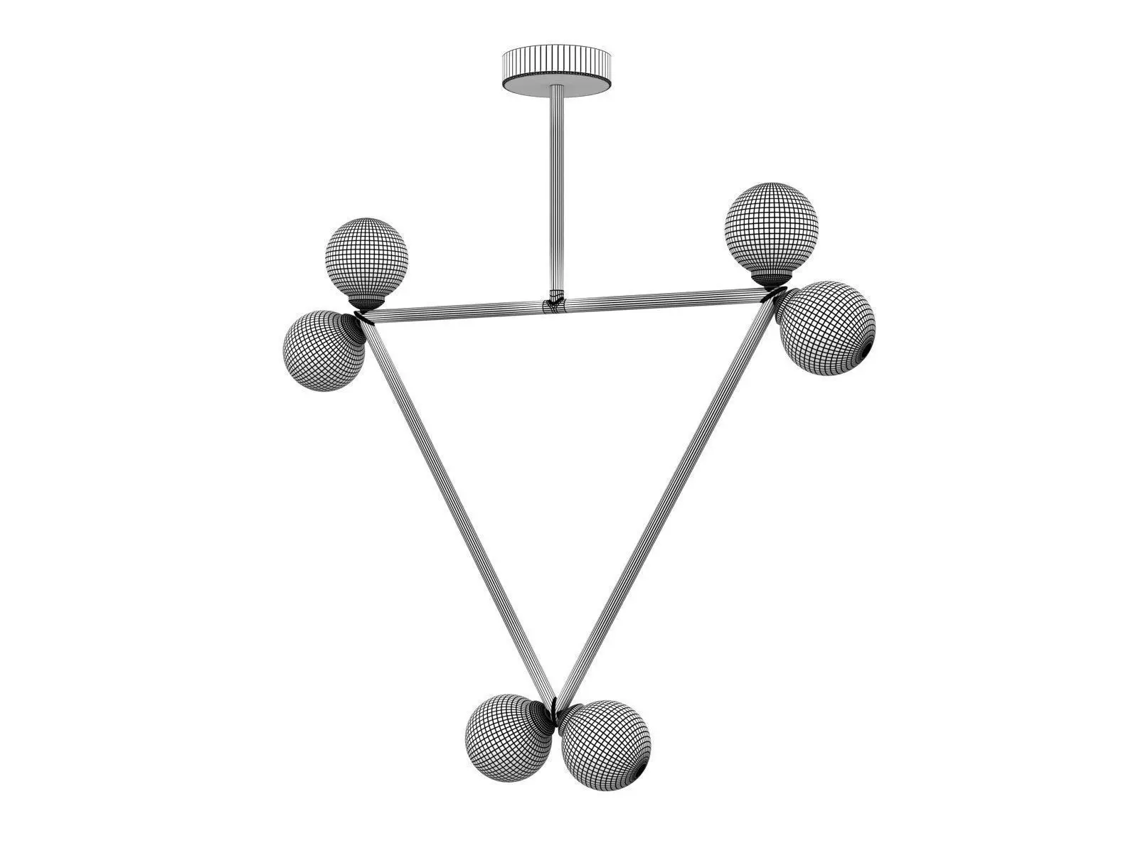 Triangle 2 Globe Pendant Lamp 3D model_1