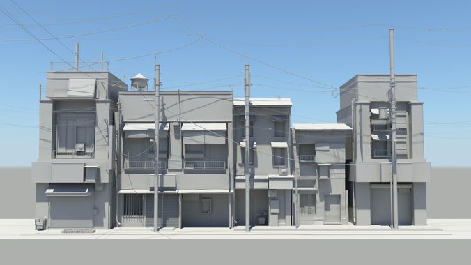 Japan Modern Street Scene 3D model 2