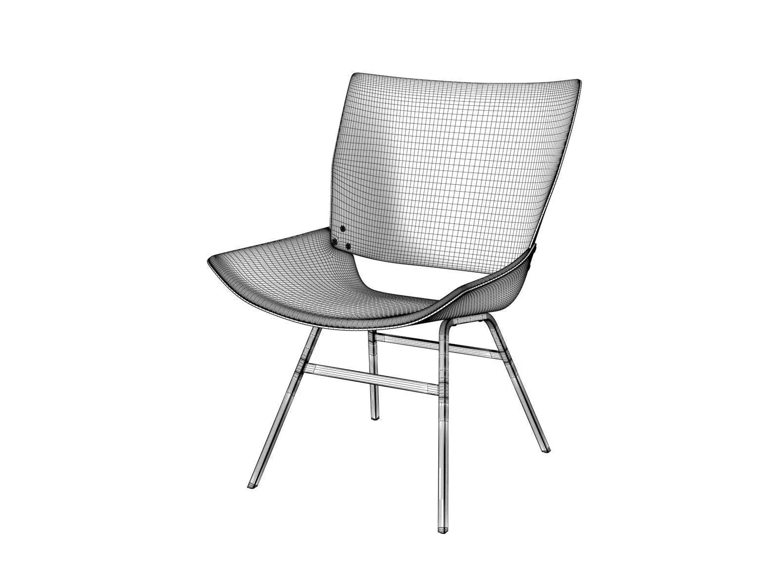 Shell Lounge Seat Cushion Chair 3D model_3
