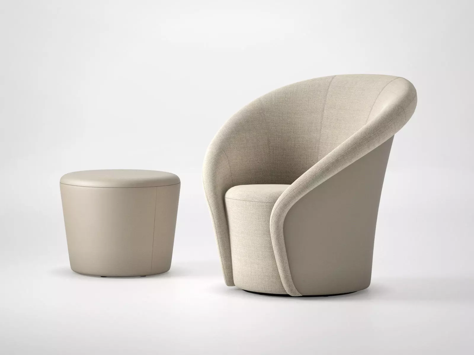 1832 Moon Armchair and Footstool 3D model_3