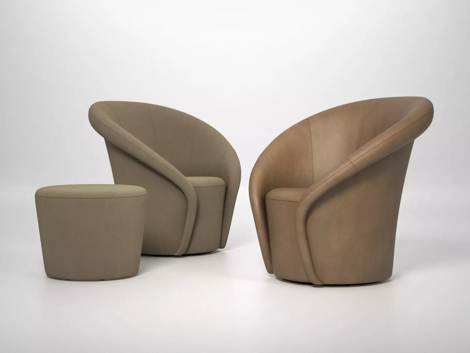 1832 Moon Armchair and Footstool 3D model_4