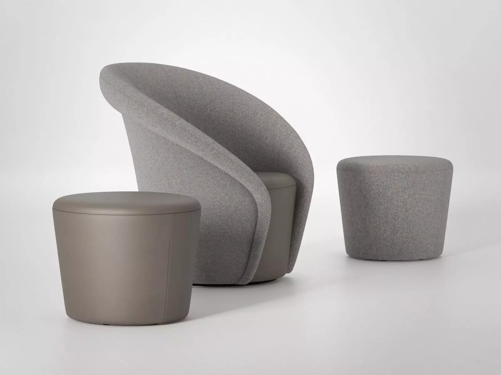 1832 Moon Armchair and Footstool 3D model_5