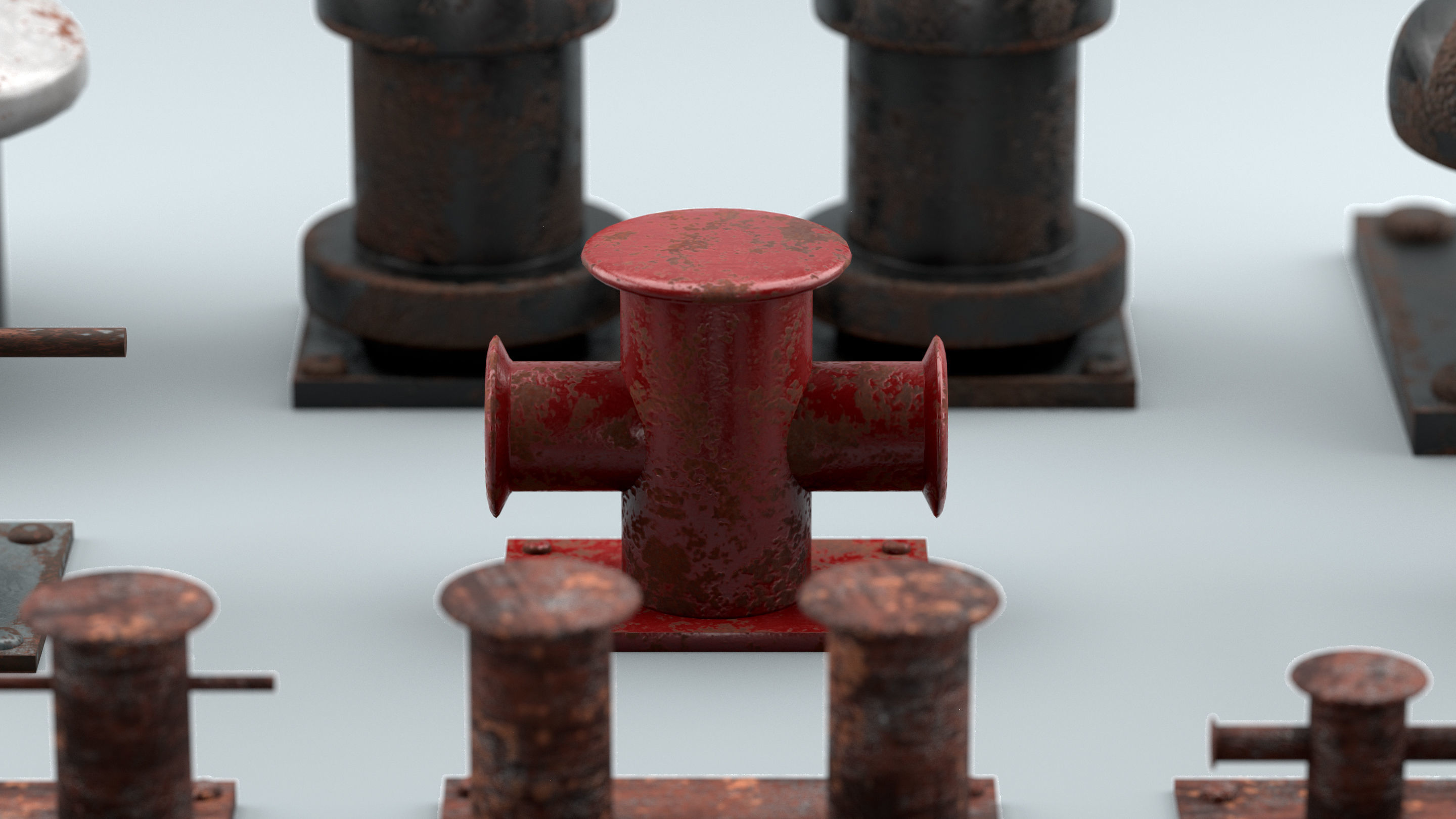 Used Sea Bollards for ship and yachts and marine pier Low-poly 3D model_2