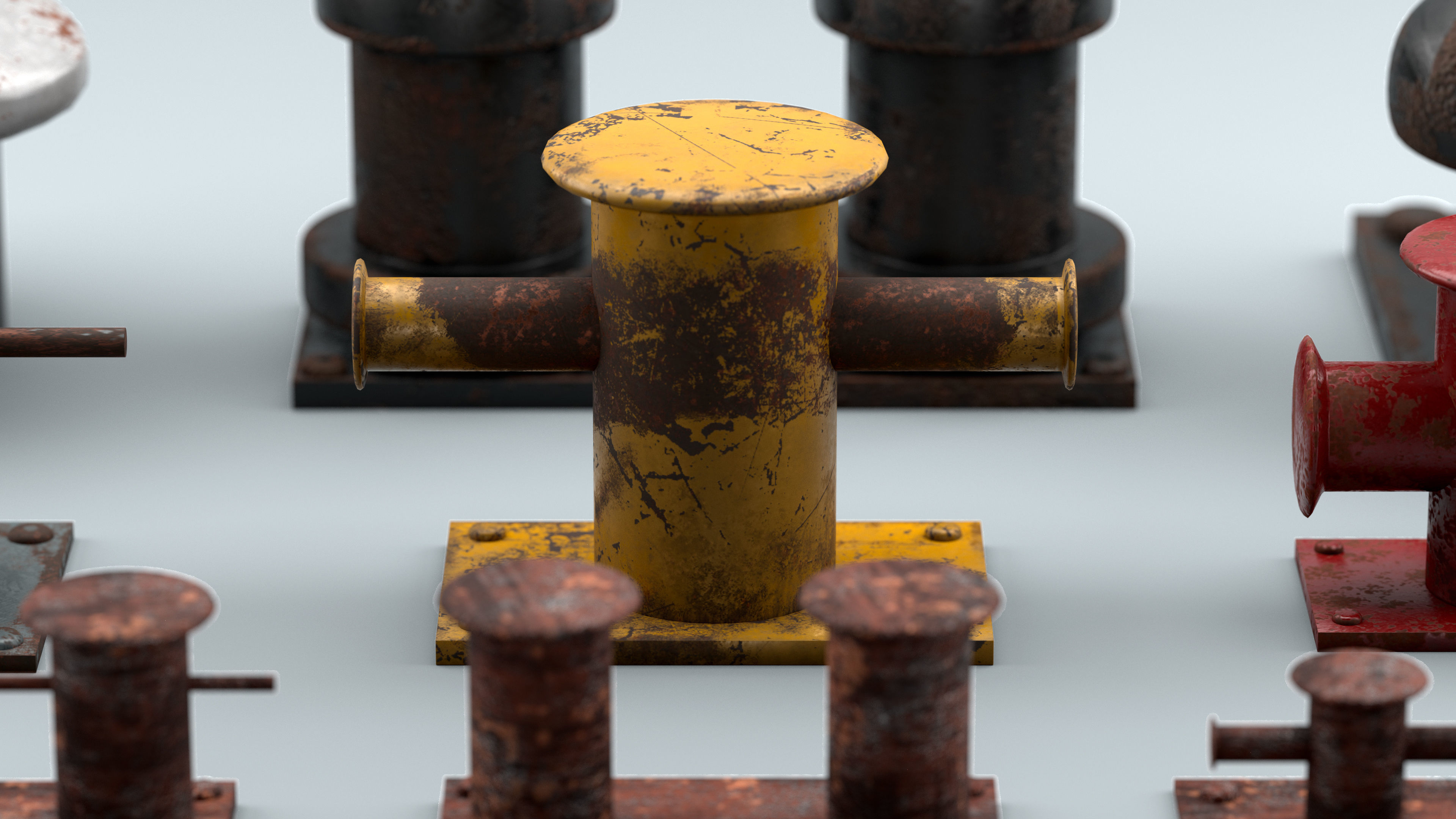 Used Sea Bollards for ship and yachts and marine pier Low-poly 3D model_1