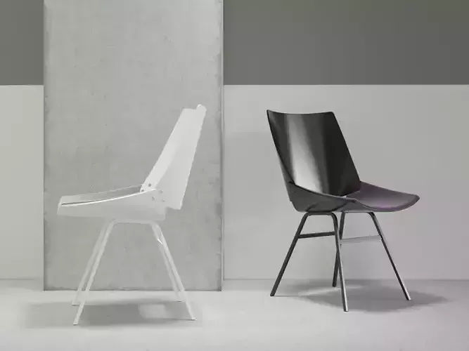 Shell Chair with Seat Cushion 3D model
