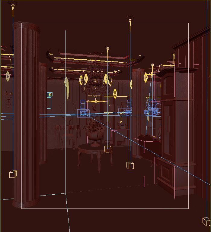 Classic Wooden Living Room 3D model_10