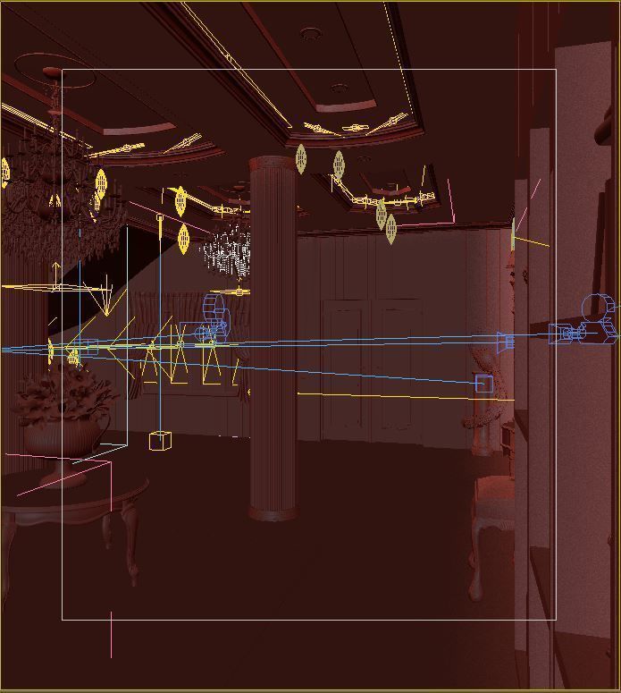 Classic Wooden Living Room 3D model_8