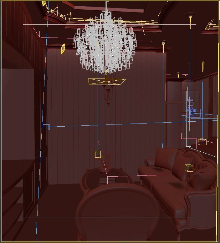 Classic Wooden Living Room 3D model_9