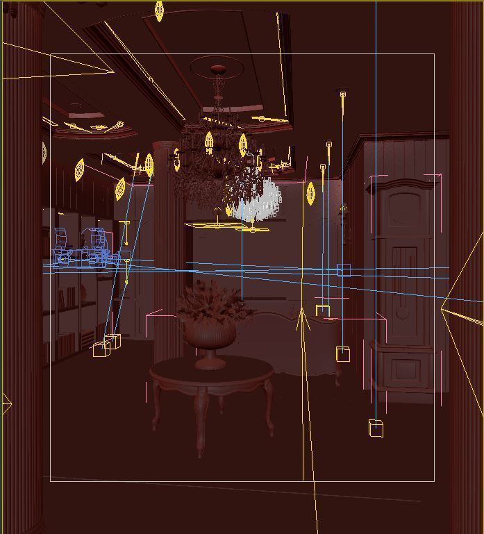 Classic Wooden Living Room 3D model_11