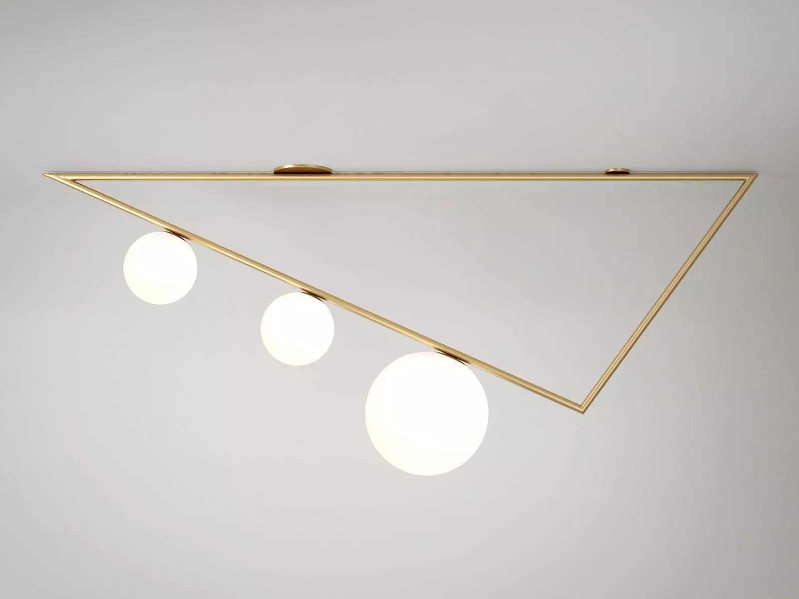 Triangle 3 Globes Ceiling Lamp 3D model_0