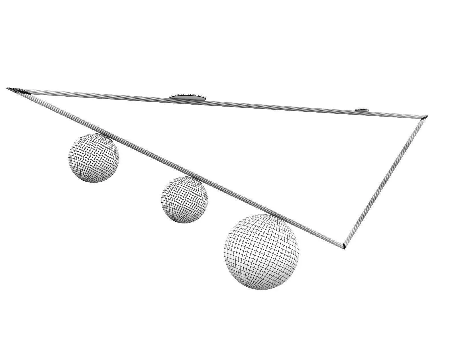 Triangle 3 Globes Ceiling Lamp 3D model_1