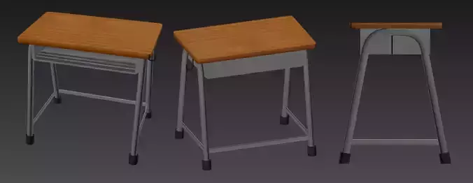 Animation style School Desk Low-poly 3D model