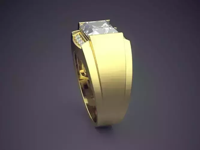 Thick Ring With Diamonds CAD-3006