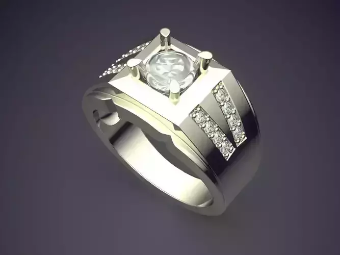 Thick Ring With Diamonds CAD-3008