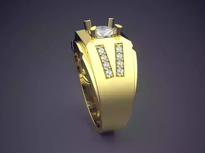 Thick Ring With Diamonds CAD-3008