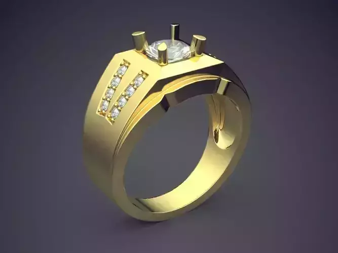 Thick Ring With Diamonds CAD-3008