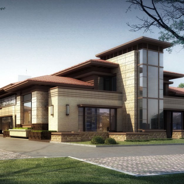 Building chinese modern house design 3D model_1