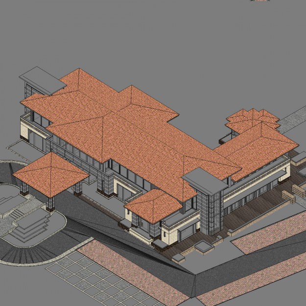 Building chinese modern house design 3D model_2