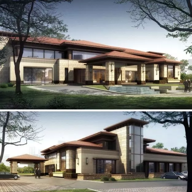 Building chinese modern house design 3D model_0