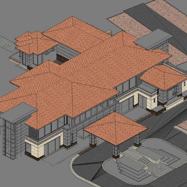 Building chinese modern house design 3D model_3