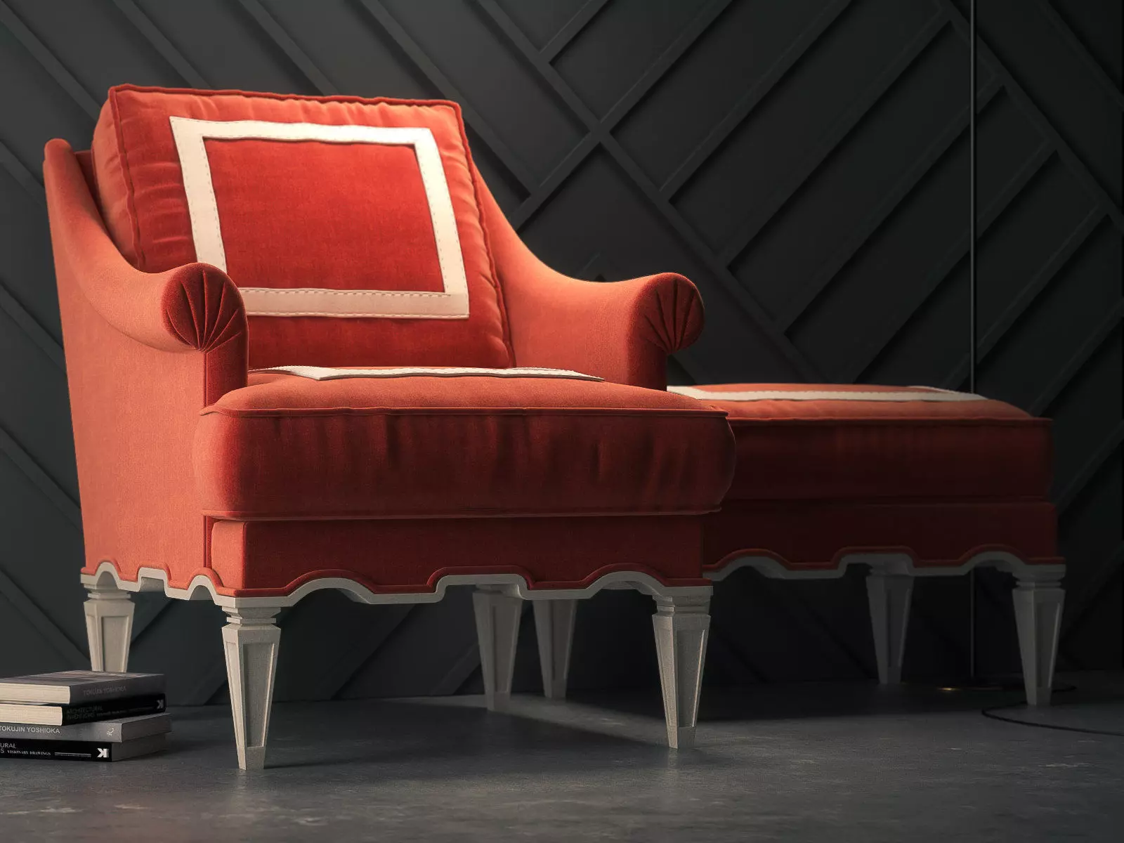 Palm Beach Armchair and Ottoman 3D model_2