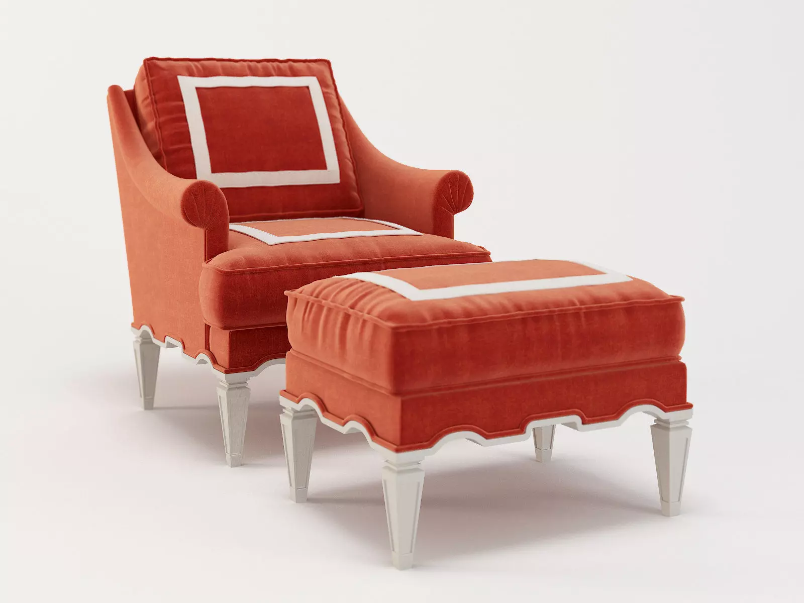 Palm Beach Armchair and Ottoman 3D model_1
